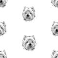 Seamless pattern of sketches portraits lap dog.
