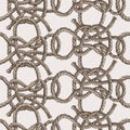 Seamless pattern of sketches sea knots from rigging rope