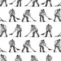 Seamless pattern of sketches street cleaners at work