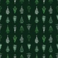 Seamless pattern of sketches various christmas trees