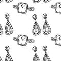 Seamless pattern of sketches various female jewerly