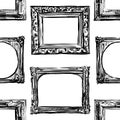 Seamless pattern of sketches various painting frames