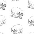 Seamless pattern of sketches of walking polar bear Royalty Free Stock Photo