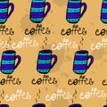 Seamless pattern with sketchy coffee cups Royalty Free Stock Photo