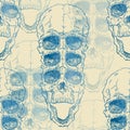 Seamless pattern with skull on grunge background Royalty Free Stock Photo