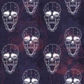 Seamless pattern with skull on grunge background Royalty Free Stock Photo