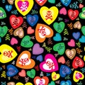 Seamless pattern with skulls, bones and hearts Royalty Free Stock Photo