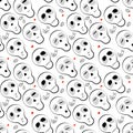 Seamless pattern skulls with hearts