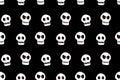 Seamless pattern with skulls. Primitive cartoon flat style. Background and texture on theme of Halloween, danger, death