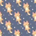 Seamless pattern sleeping cat, napping, cartoon cute, vector illustration for fabric, print, clothing