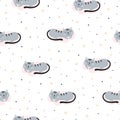 Seamless pattern with sleeping cat, vector illustration Royalty Free Stock Photo