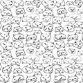 Seamless pattern with sleeping cats. Sketch vector illustration. Hand drawn sleep cat in seamless pattern. Stylish Royalty Free Stock Photo