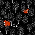 Seamless pattern with sleeping fox and winter Royalty Free Stock Photo