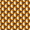 Seamless pattern of slice of dark rye bread with a piece of butter on a brown background Royalty Free Stock Photo