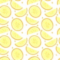 Seamless pattern with slice of melow and seeds. Royalty Free Stock Photo