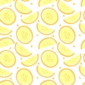 Seamless pattern with slice of melow and seeds. Royalty Free Stock Photo