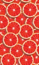 Seamless pattern slice orange fruits overlapping with shadow. Grapefruit vector