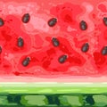 Seamless pattern of slice ripe watermelon with seeds.