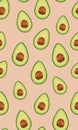 Seamless pattern sliced avocado on rose gold background