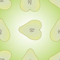 Seamless pattern with sliced green pear