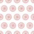 Seamless pattern with sliced pieces of citrus fruit. The simple backdrop of tropical grapefruits or red oranges. Vector