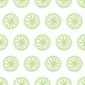 Seamless pattern with sliced pieces of citrus fruit. The simple backdrop of tropical lime. Stock vector illustration