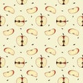 Seamless pattern with slices of apples and seeds Royalty Free Stock Photo