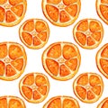 Seamless pattern with slices of orange