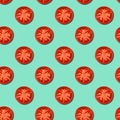 Seamless pattern of slices of ripe tomatoes