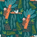 Seamless pattern with sloth.