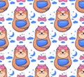 The seamless pattern of sloths dreaming with sleep masks