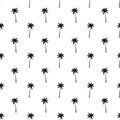 Seamless pattern of small black palm trees on a white background. Vector