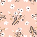 Seamless pattern with small flowers on background. Modern and Trendy fashionable floral texture for fabric, wallpaper, interior,