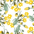 Seamless pattern with small flowers on background. Modern and Trendy fashionable floral texture for fabric, wallpaper, interior,