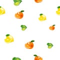 Seamless pattern with small lemon, orange, lime with slices. Fruit isolated on a white background Royalty Free Stock Photo