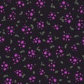 Seamless pattern with small pretty pink flowers and green leaves. Liberty style
