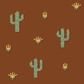 Seamless pattern of small-scale influenced floral cactus print