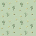 Seamless pattern of small-scale influenced floral cactus print