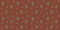 Seamless pattern of small-scale influenced floral cactus print