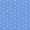 Seamless pattern of small seed head flowers on a bright blue background.