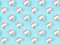 Seamless pattern of small white red ball for baseball sport game on blue background Royalty Free Stock Photo