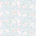 Seamless pattern small wild pink and blue flowers on a light blue background. Floral background. Watercolor -5 Royalty Free Stock Photo