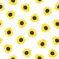 Seamless pattern with small yellow sunflowers isolated on white background, vector eps 10