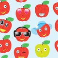 Seamless pattern smiles apples Royalty Free Stock Photo