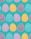 Seamless pattern with smiling Easter eggs