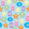 Seamless pattern smiling geometric characters