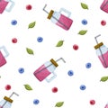 Seamless pattern smoothie with berries
