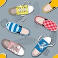 Seamless pattern with sneakers Royalty Free Stock Photo