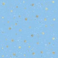 Seamless pattern with snow and golden snowflakes. Christmas and New Year blue background Royalty Free Stock Photo