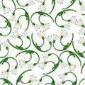 Seamless pattern, snowdrops on a light background. Royalty Free Stock Photo